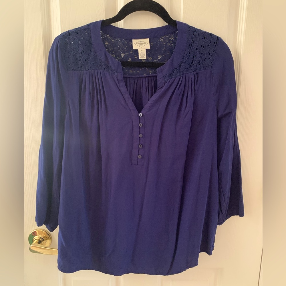 St. John’s Bay  Blue Lace Detail Top